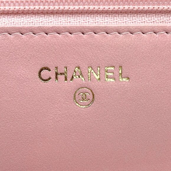 CHANEL Matelasse Tweed Chain Wallet Tweed White/Pink/Blue A33814 - Picture 3 of 14